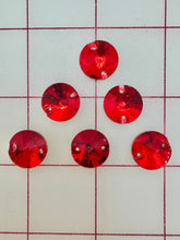 Rhinestones - 14mm Czech "Bright-Cut" Siam Rivoli (Round) Sew-On 6PK